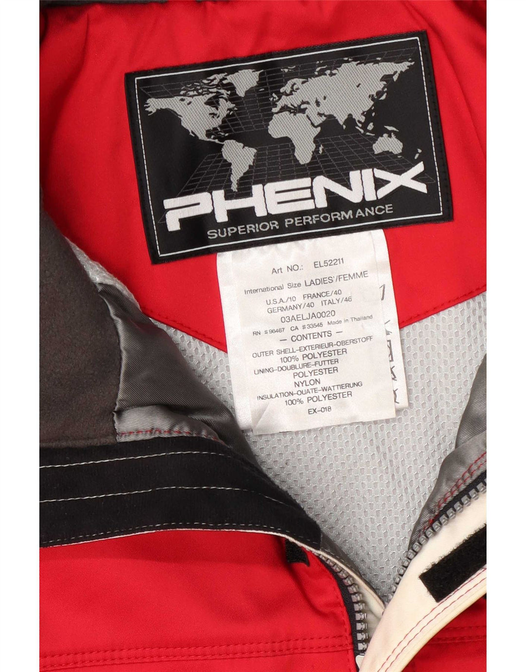Phenix Chaqueta de esquí para hombre IT 46 Small Red Colourblock Poliéster