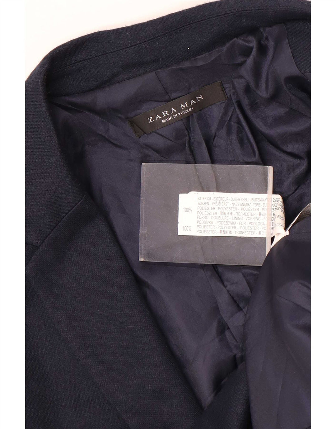 Zara Herre 2-knaps blazerjakke UK 38 Medium Navy Blue Polyester