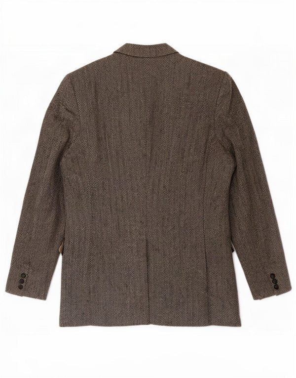 Harris Tweed Veste blazer longue à 2 boutons pour homme Taille 46 XL Gris chevrons