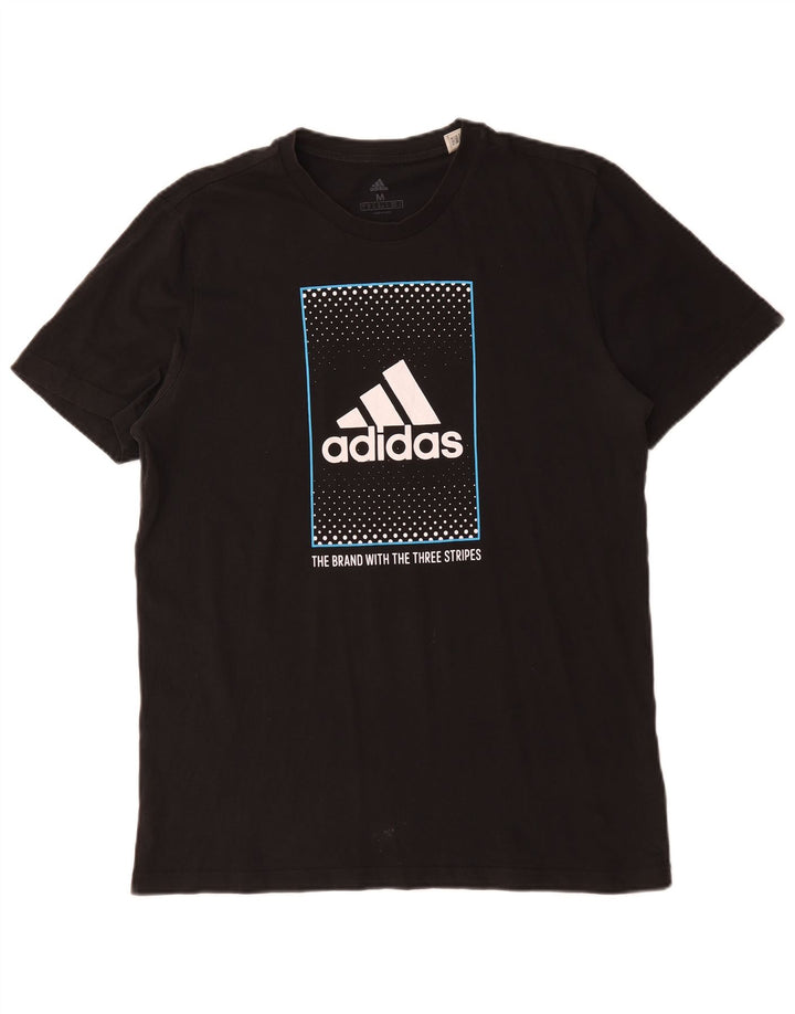 Adidas Mens Three Stripes Graphic T-Shirt Top Medium Black Cotton