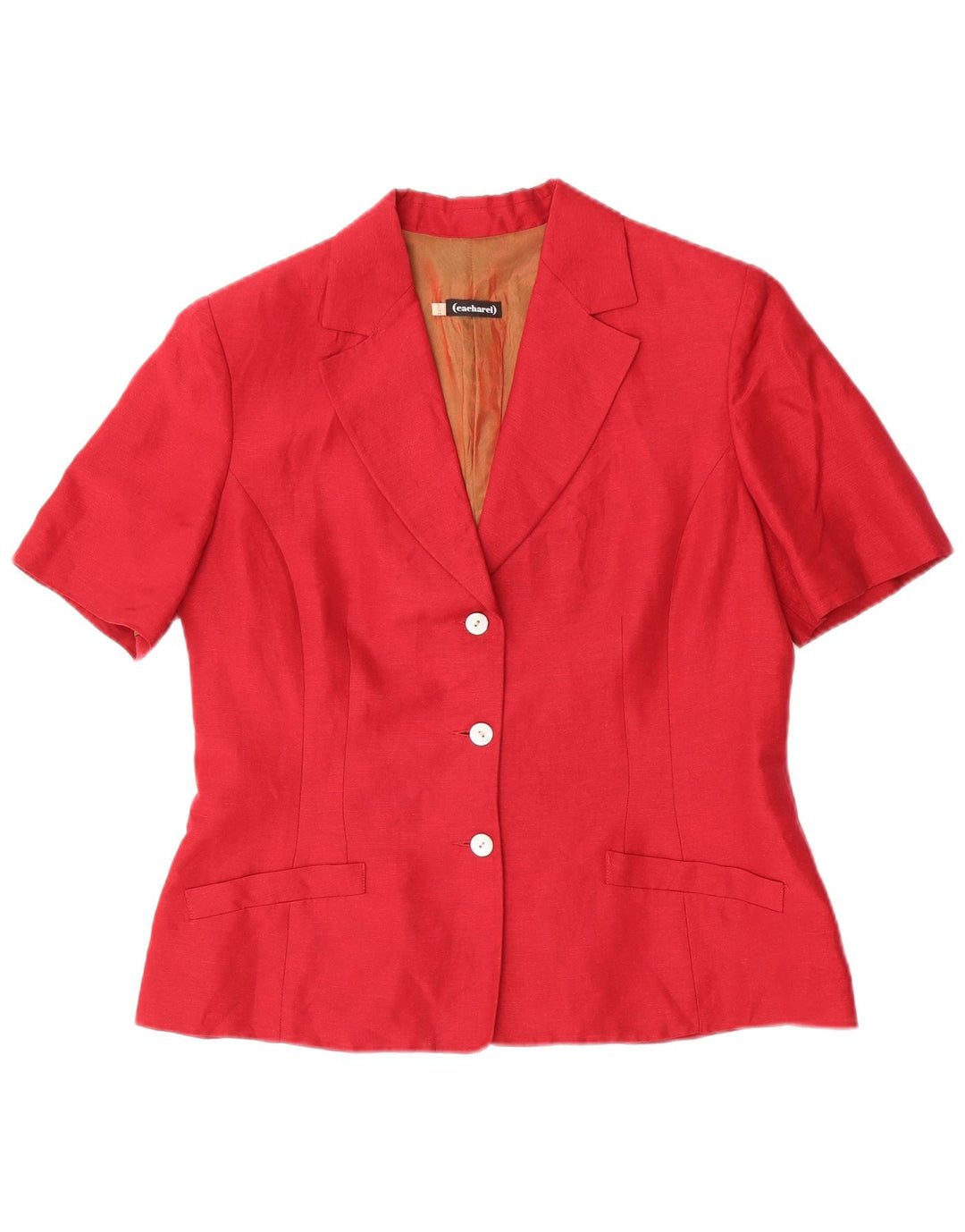 Cacharel Dame Kortærmet 3 Knaps Blazer Jakke IT 44 Medium Rød
