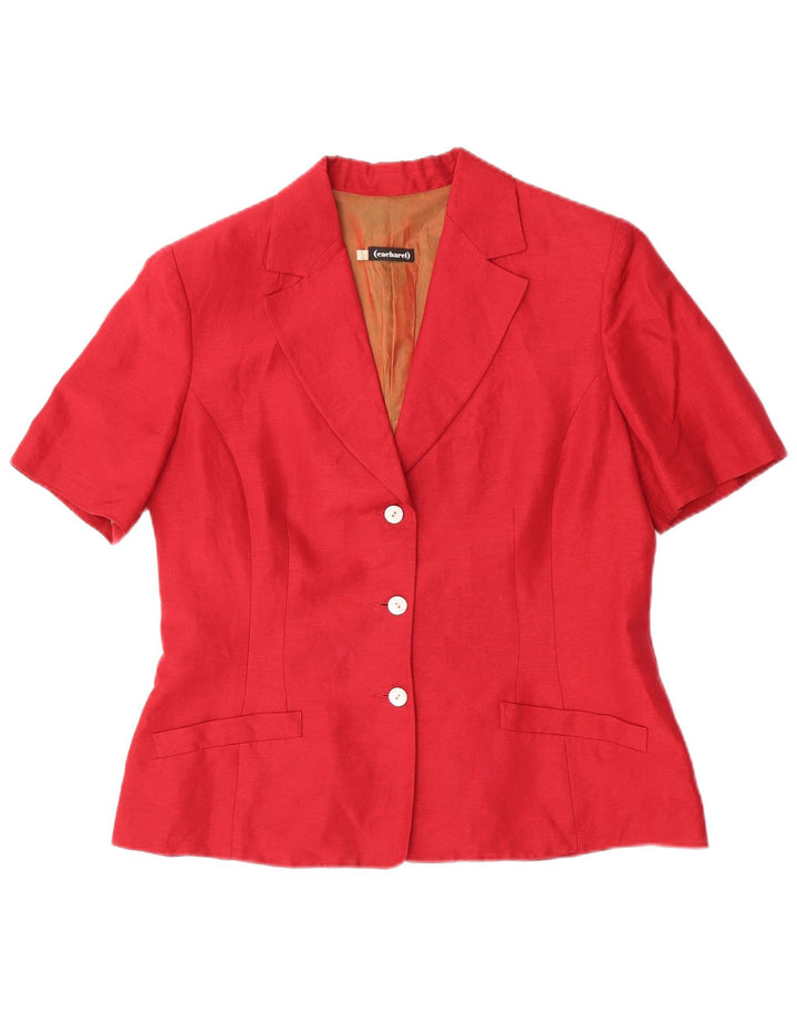 Cacharel Dame Kortærmet 3 Knaps Blazer Jakke IT 44 Medium Rød