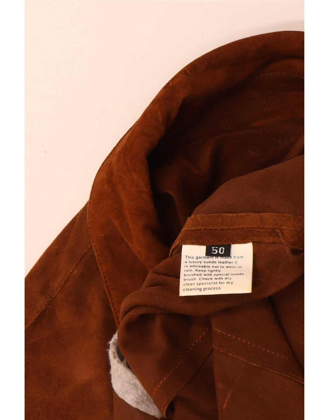 Vintage Womens Suede Jacket IT 50 XL Beige Leather