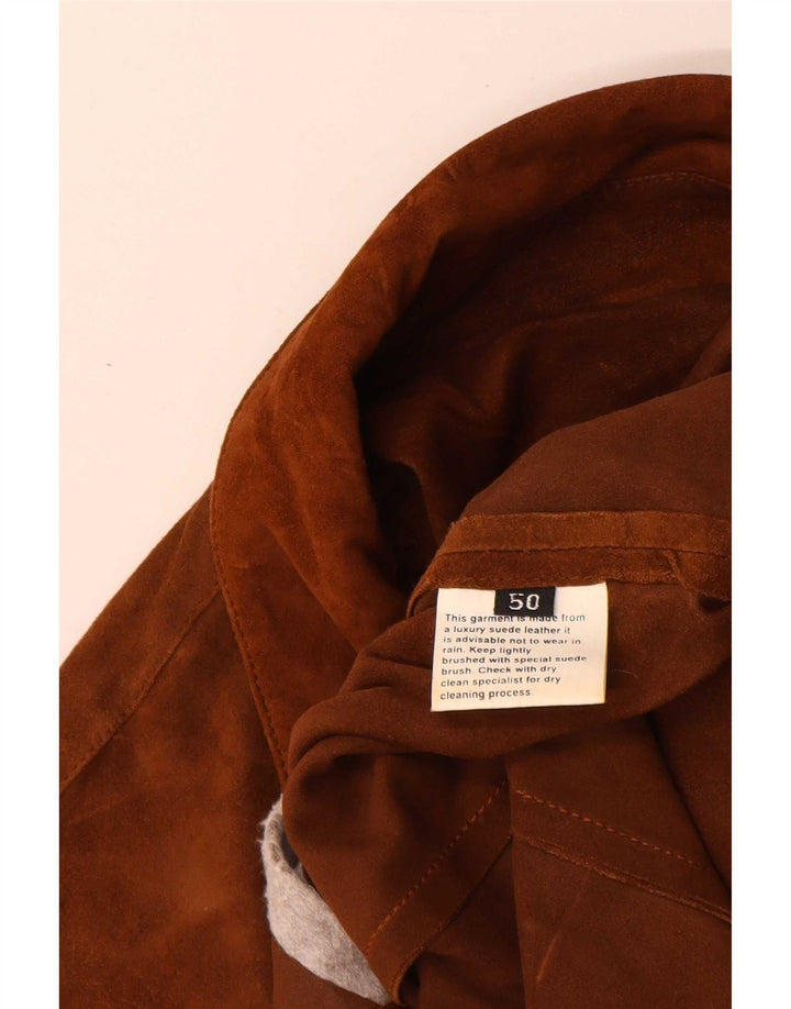 Vintage Womens Suede Jacket IT 50 XL Beige Leather