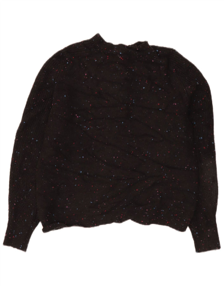 Marks & Spencer Womens Crop Cardigan Sweater UK 14 Medium Black Flecked