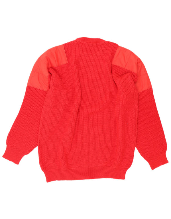 Vintage Mens Crew Neck Jumper Sweater Medium Red Wool
