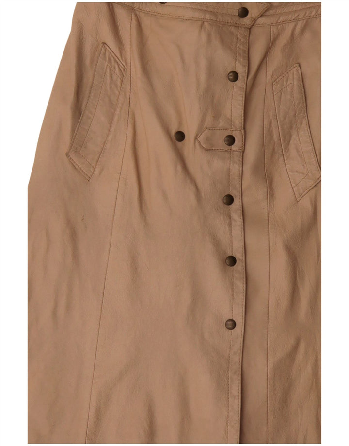 VINTAGE Womens Leather Skirt W30 Medium Beige