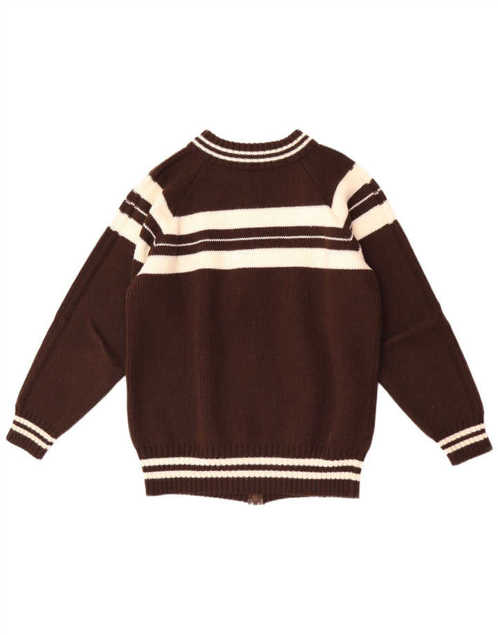 Vintage Mens Cardigan Sweater Small Brown Striped