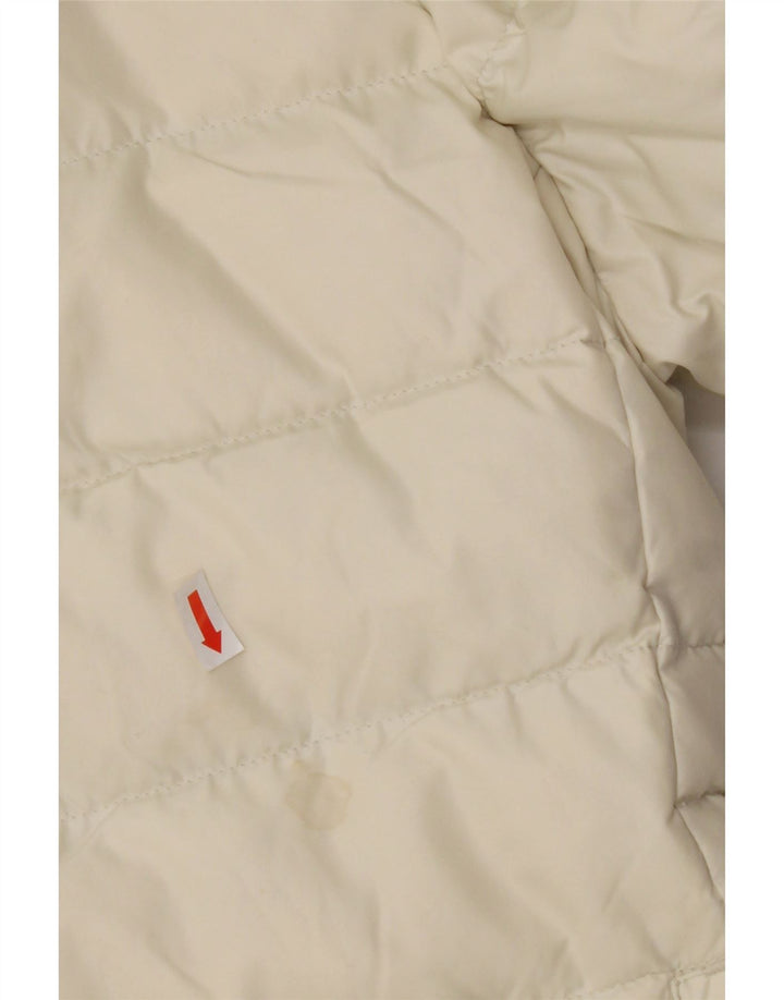 CALVIN KLEIN Womens Hooded Padded Jacket UK 14 Medium Off White Polyester