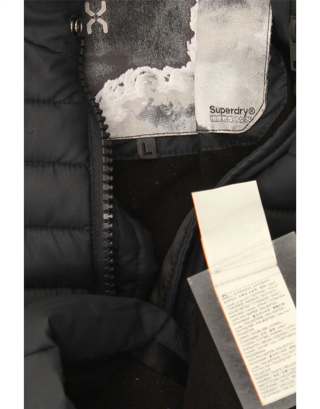 Superdry Veste matelassée à capuche pour hommes UK 40 Large Bleu Marine Polyester