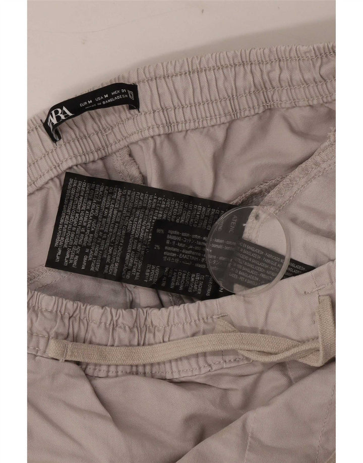 Zara Mens Joggers Cargo Trousers Medium W31 L28 Grey Cotton