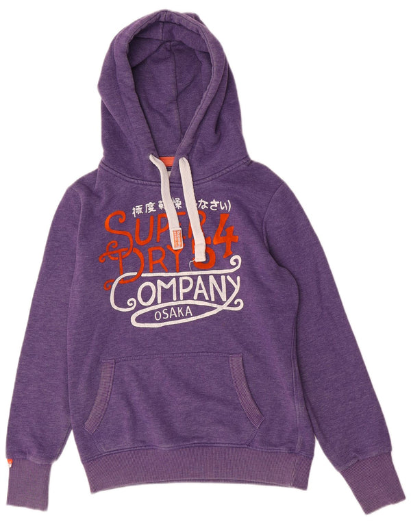 Superdry Womens Graphic Hoodie Jumper UK 14 Medium Purple Cotton