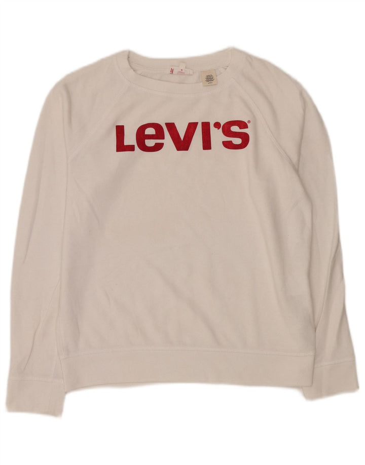 LEVI'S übergroßer Damen-Sweatshirt-Pullover, UK 10, Größe S, weiße Baumwolle