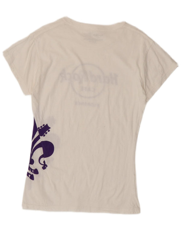 T-shirt damski Hard Rock Cafe Florence Graphic Top UK 14, duży, biały, bawełniany