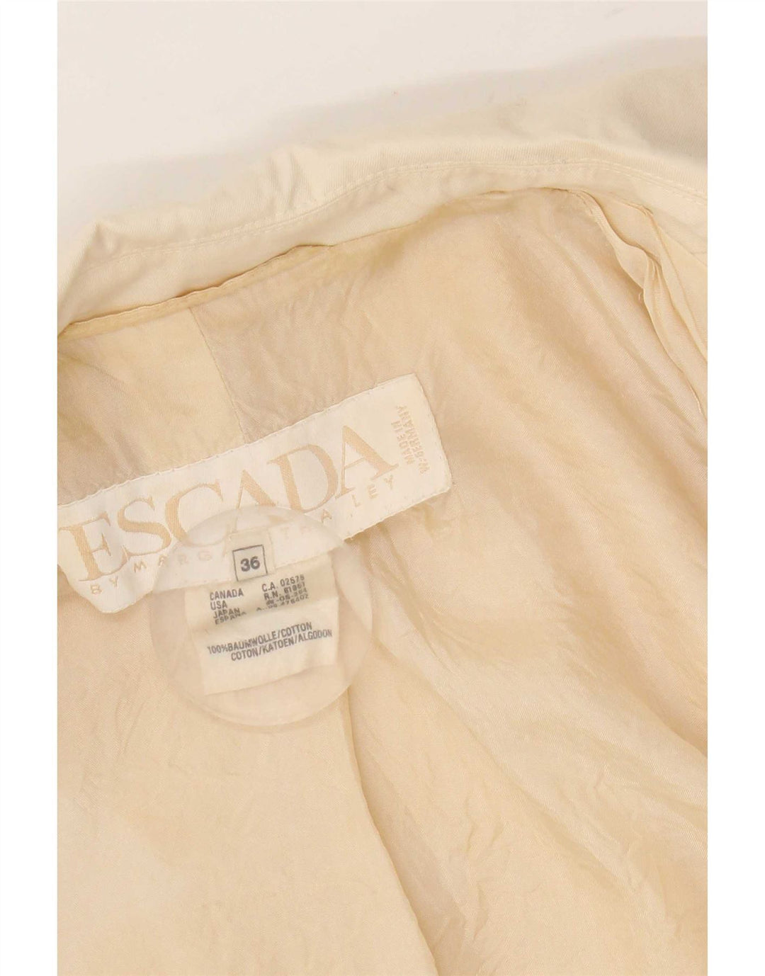 Escada Chaqueta Bolero Abierta para Mujer EU 36 Small Beige Cotton