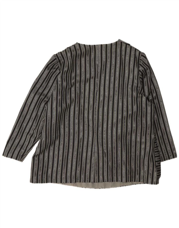 Vintage Womens 1 Button Blazer Jacket UK 14 Large Black Striped