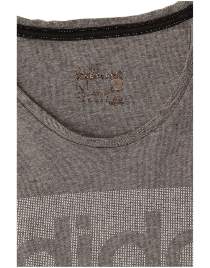 Adidas Mens Graphic T-Shirt Top Medium Grey Colourblock