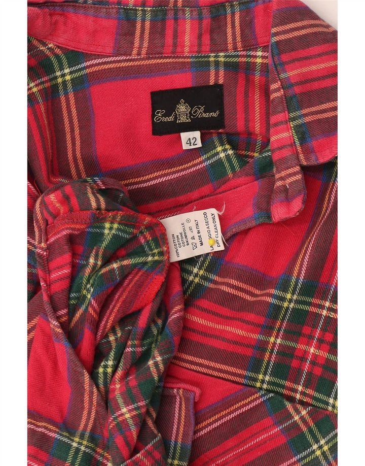 Eredi Pisano Womens Flannel Shirt IT 42 Medium Red Check Cotton