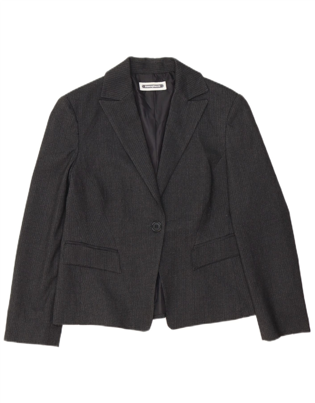 BIANCOGHIACCIO Womens 1 Button Blazer Jacket IT 46 Large Grey Pinstripe