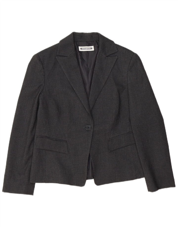 BIANCOGHIACCIO Womens 1 Button Blazer Jacket IT 46 Large Grey Pinstripe