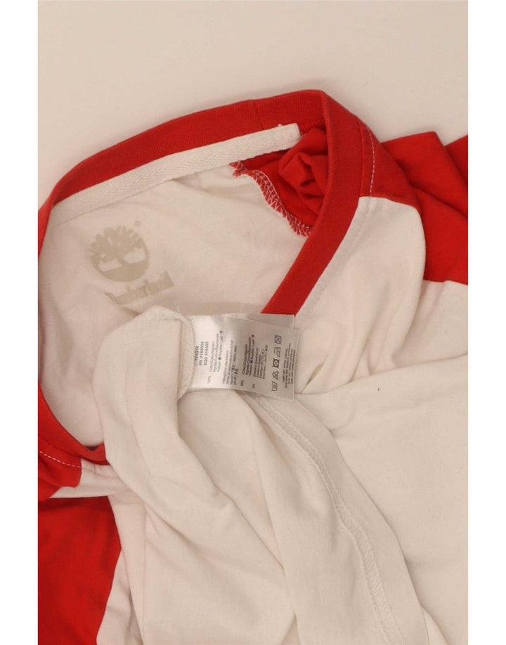 Timberland Womens Graphic Top Long Sleeve UK 10 Small White Colourblock