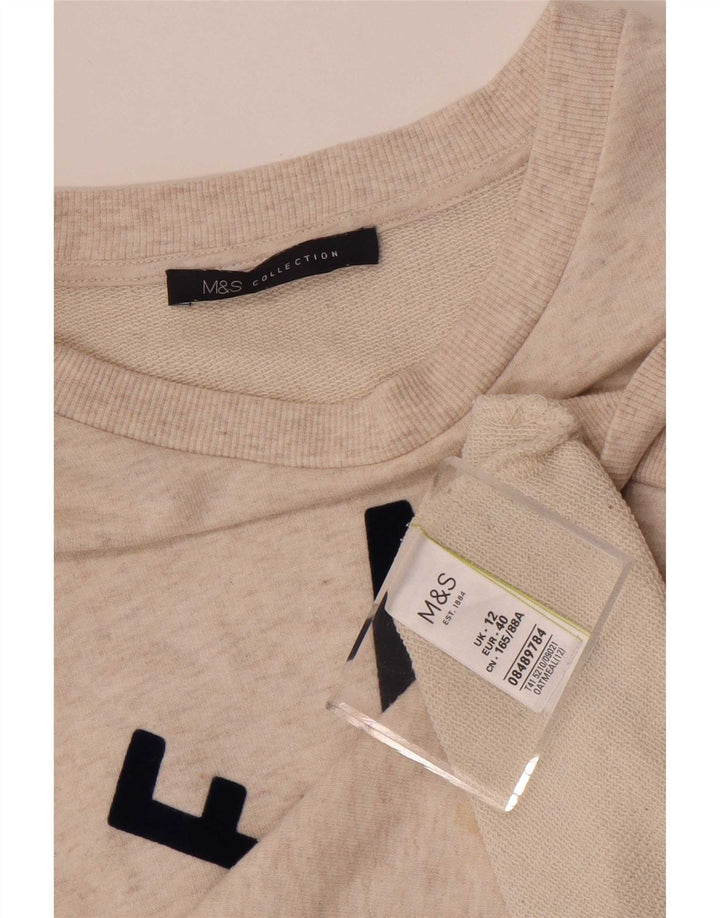 Marks & Spencer Womens Graphic Sweatshirt Jumper UK 12 Medium Beige Floral