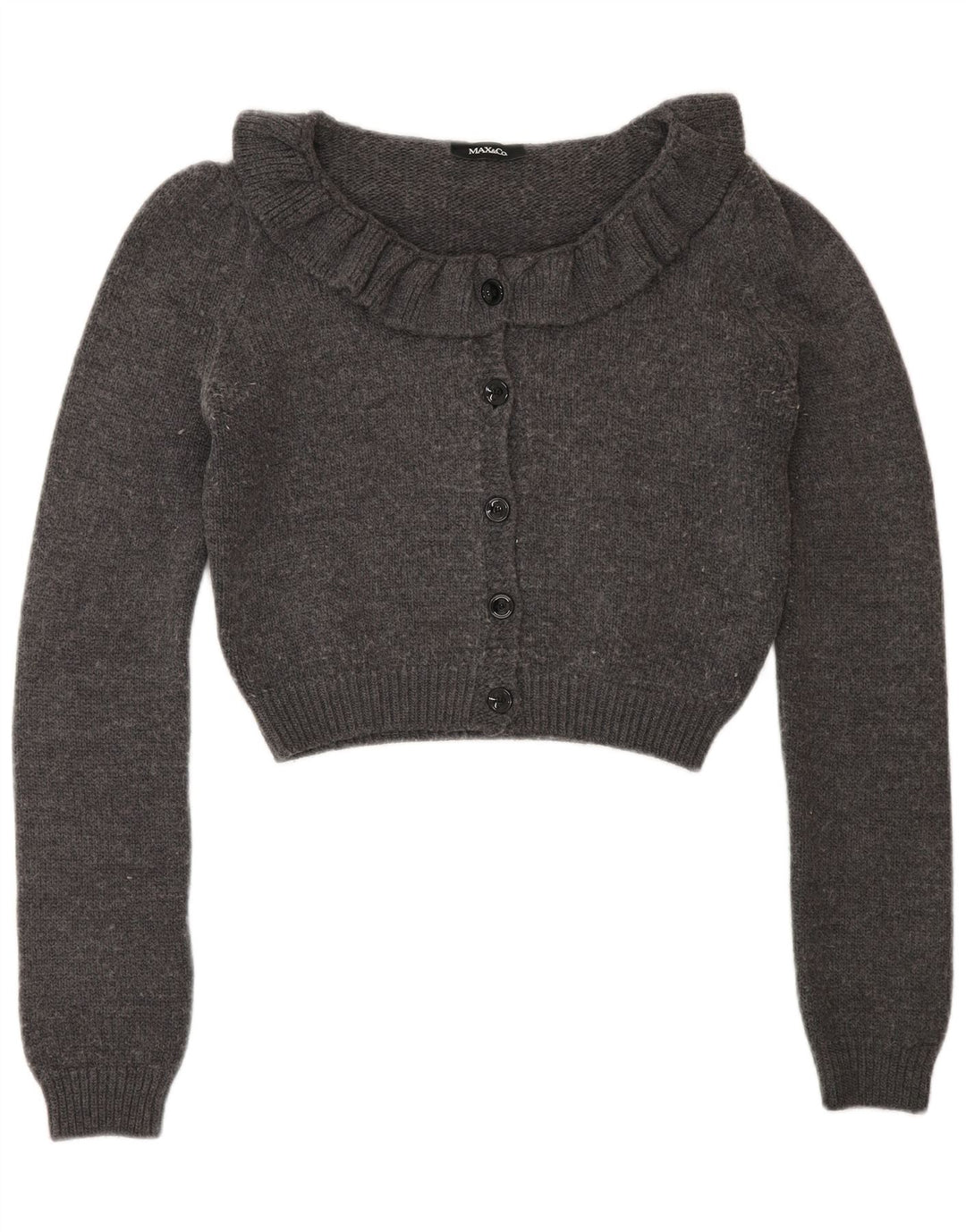 Max & Co. Womens Crop Cardigan Sweater UK 12 Medium Grey Uld