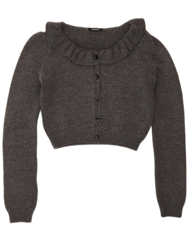 Max & Co. Womens Crop Cardigan Sweater UK 12 Medium Grey Uld