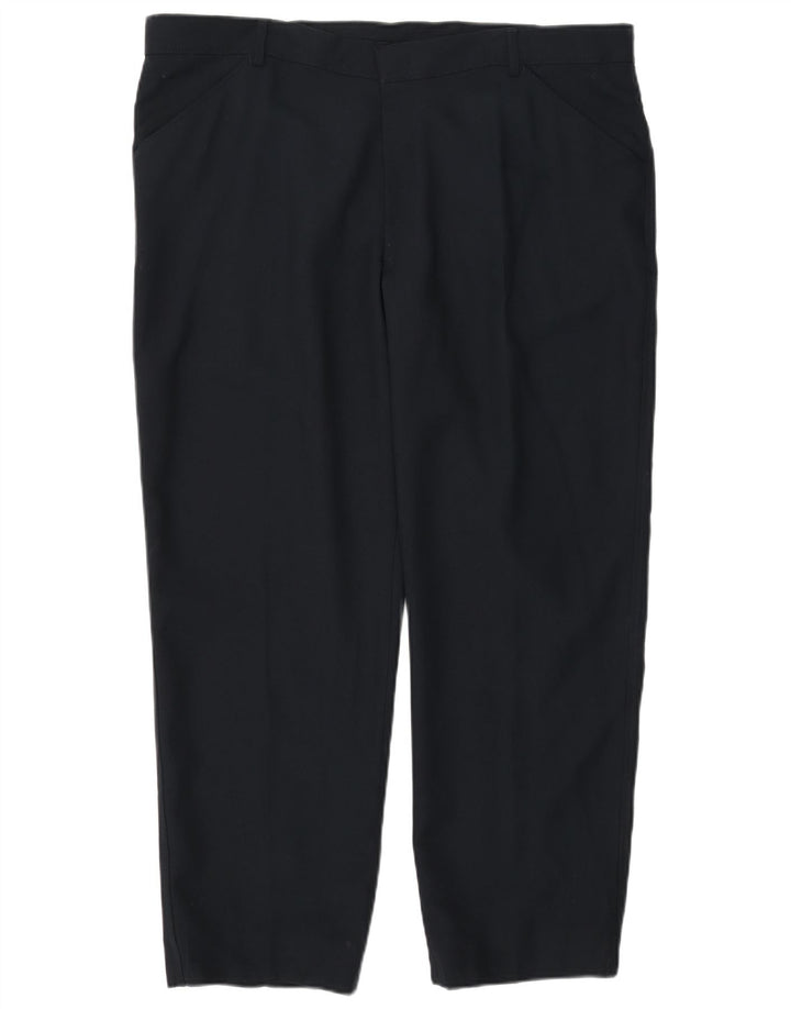 Farah Mens Straight Casual Trousers W42 L31 Navy Blue Polyester