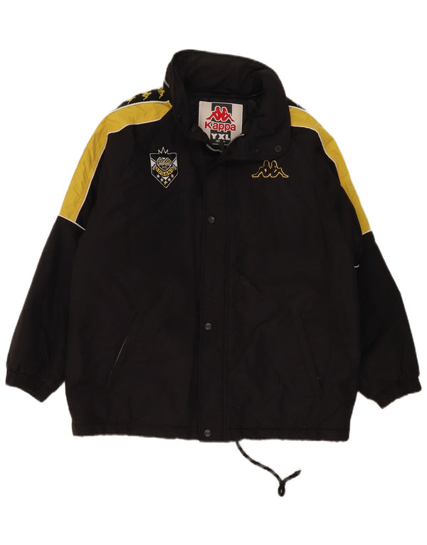 Kappa Jungen-Windbreaker-Jacke mit Grafik, 12–13 Jahre, XL, Schwarz, Farbblock