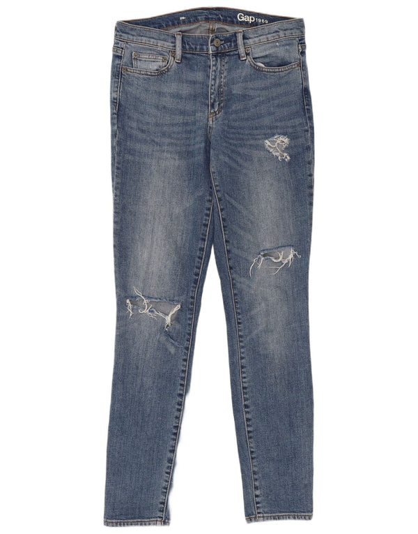 Gap Damen Distressed Skinny Jeans W28 L31 Blaue Baumwolle