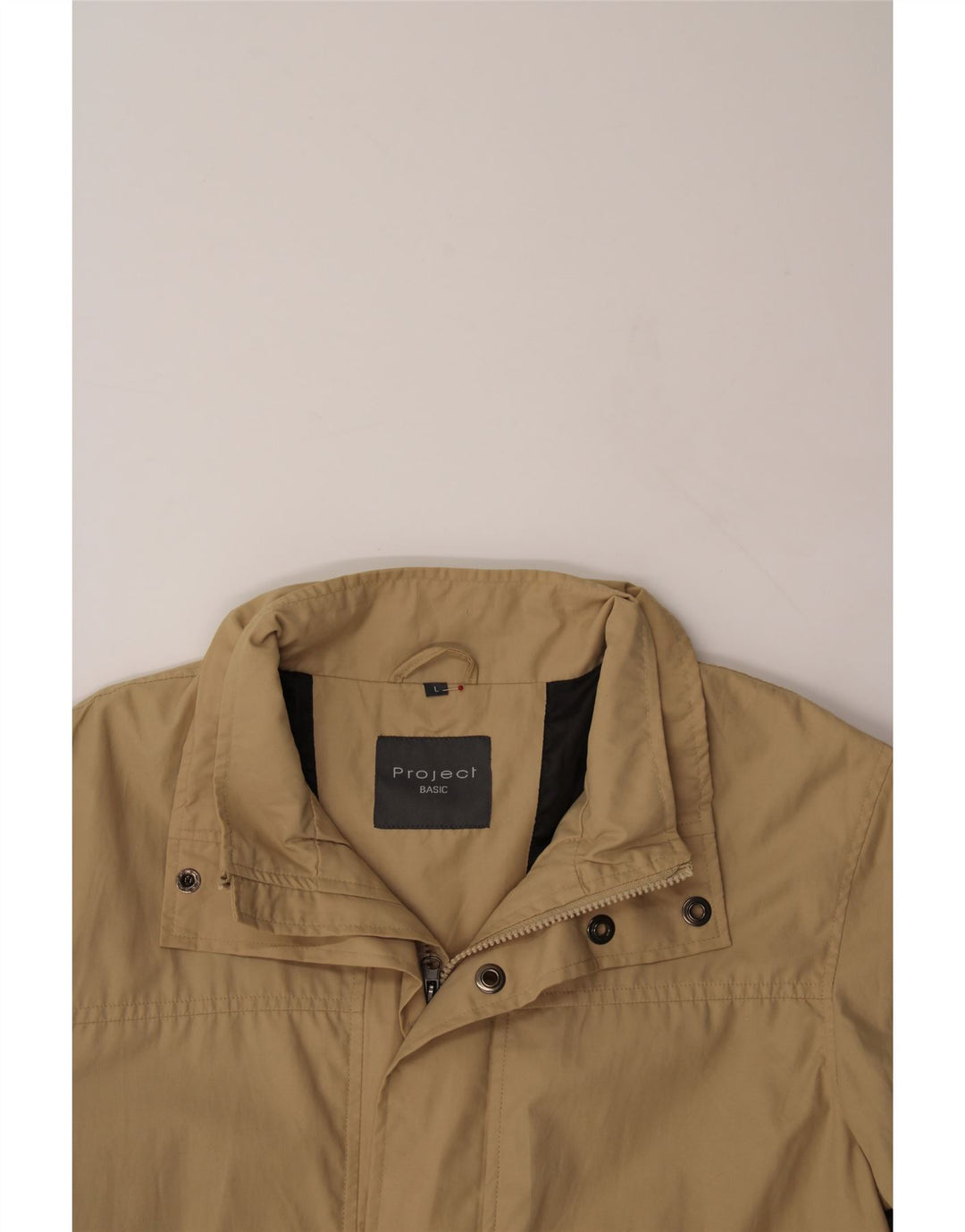 PROJECT Mens Utility Jacket UK 40 Large Beige Cotton Vintage Project and Second-Hand Project from Messina Hembry 