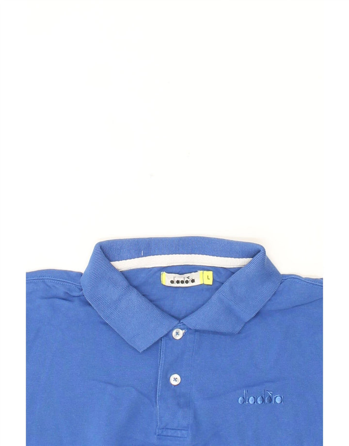DIADORA Mens Polo Shirt Large Blue Cotton Vintage Diadora and Second-Hand Diadora from Messina Hembry 