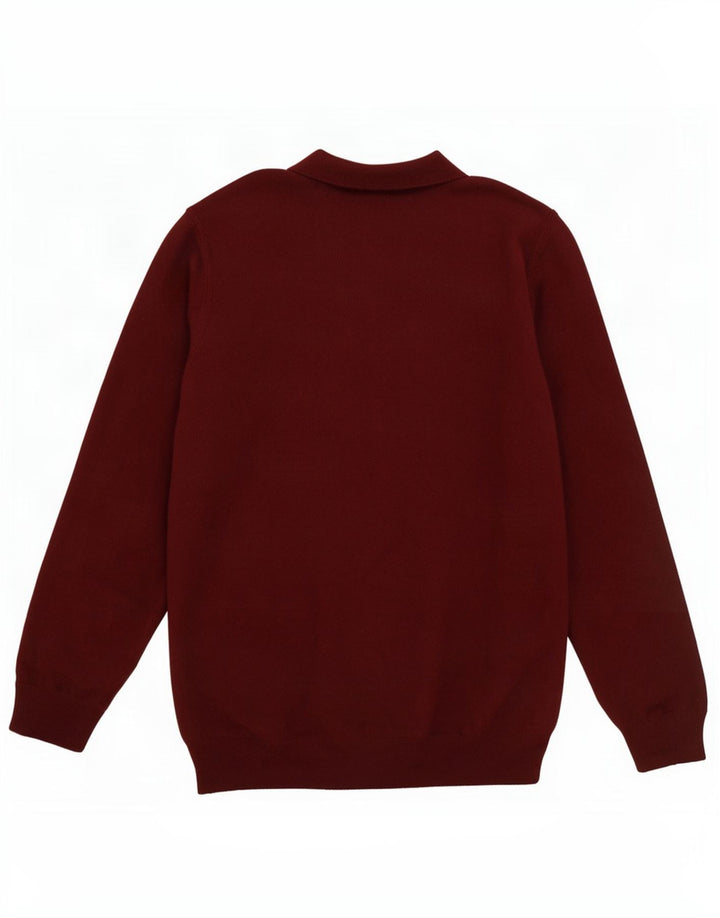 Massimo Dutti Herre Polo Neck Jumper Sweater Stor Bourgogne uld