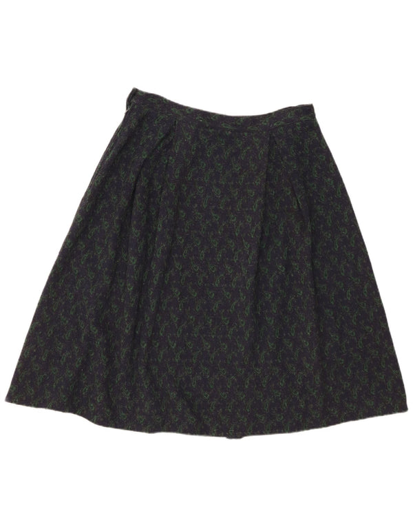 Vintage mujer A-Line falda W28 medio azul marino Paisley
