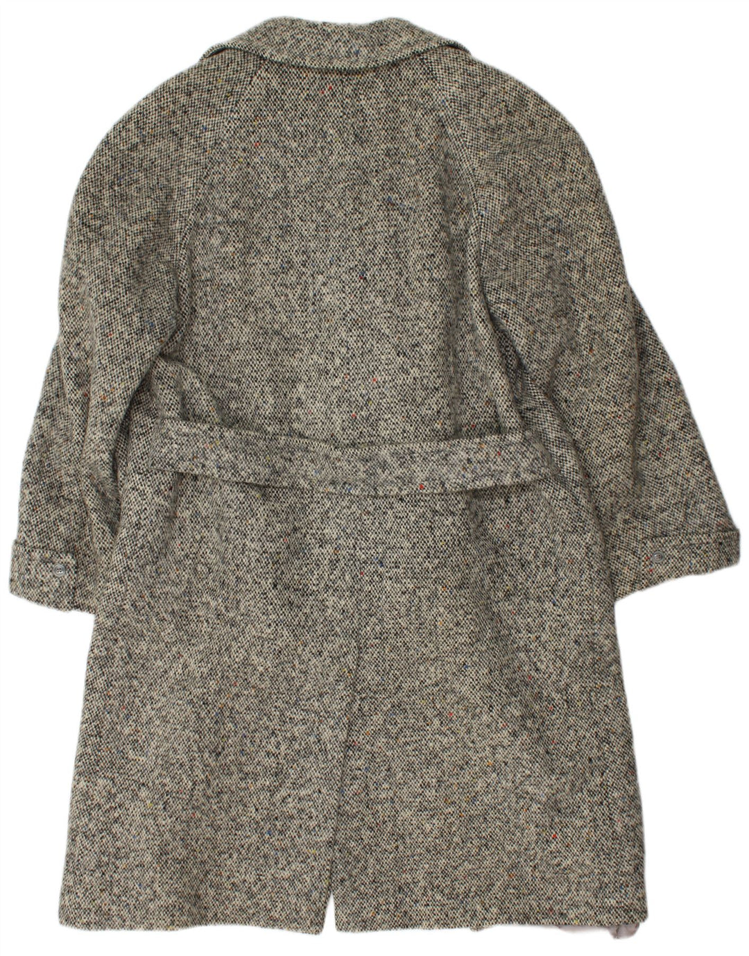 VINTAGE Womens Double Breasted Coat IT 42 Medium Grey Herringbone