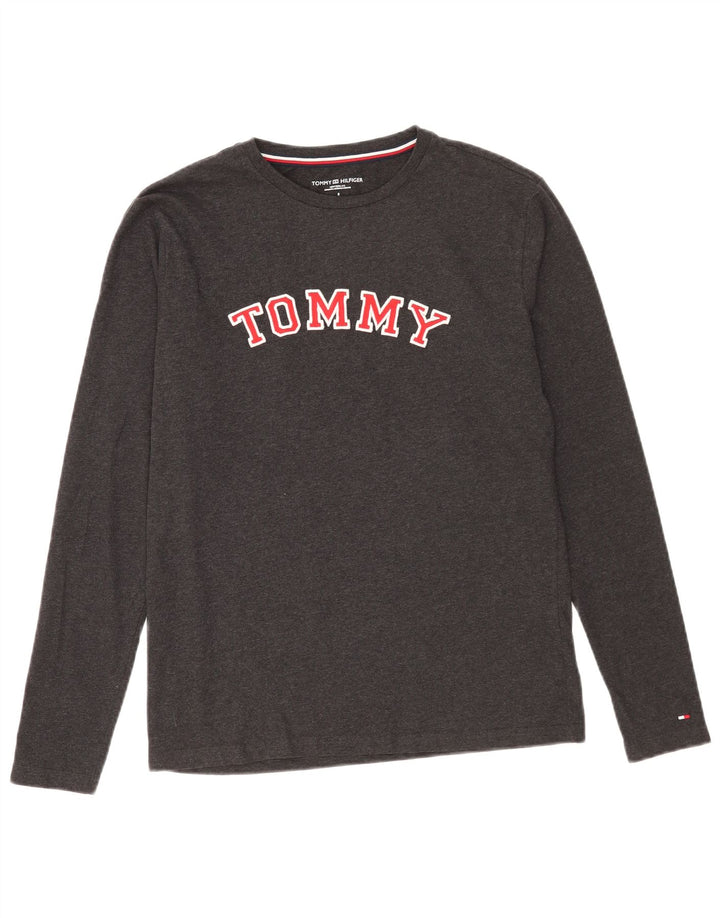 Tommy Hilfiger Mens Graphic Top Long Sleeve Small Grey Cotton