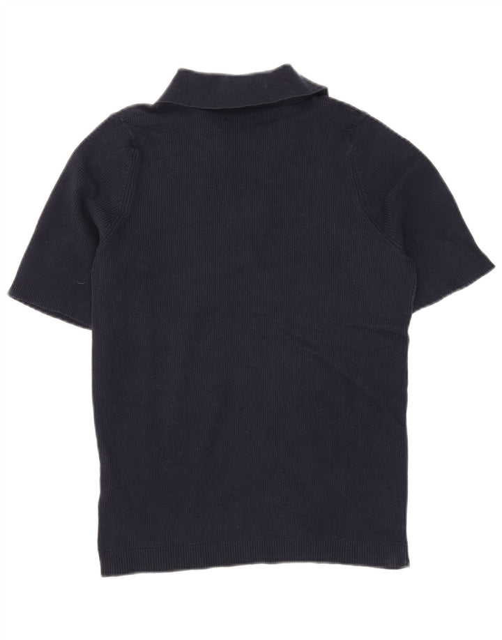 Marks & Spencer Womens Polo Shirt UK 12 Medium Navy Blue Cotton