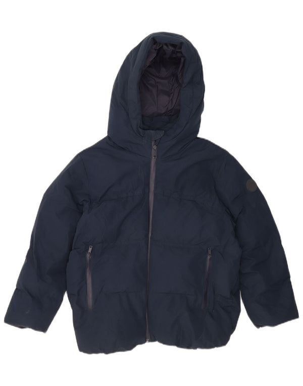 Zara Mädchen-Jacke mit Kapuze, gepolstert, 8–9 Jahre, marineblau, Polyester