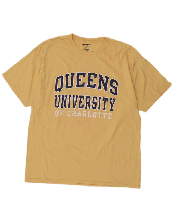 Champion Mens Graphic T-Shirt Top XL Yellow