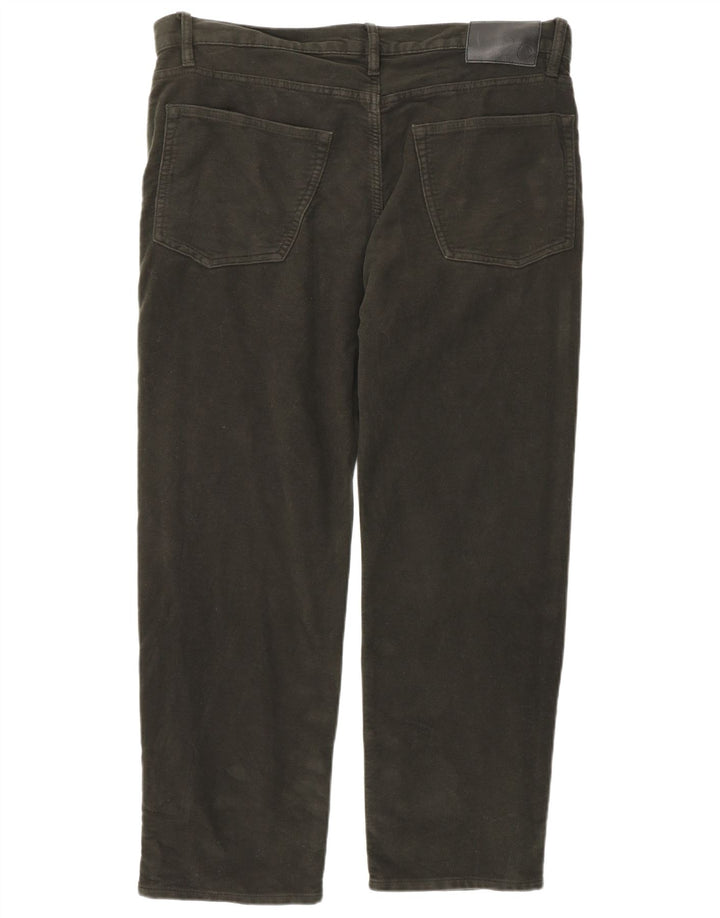 Calça masculina reta casual MARKS & SPENCER W36 L29 algodão verde