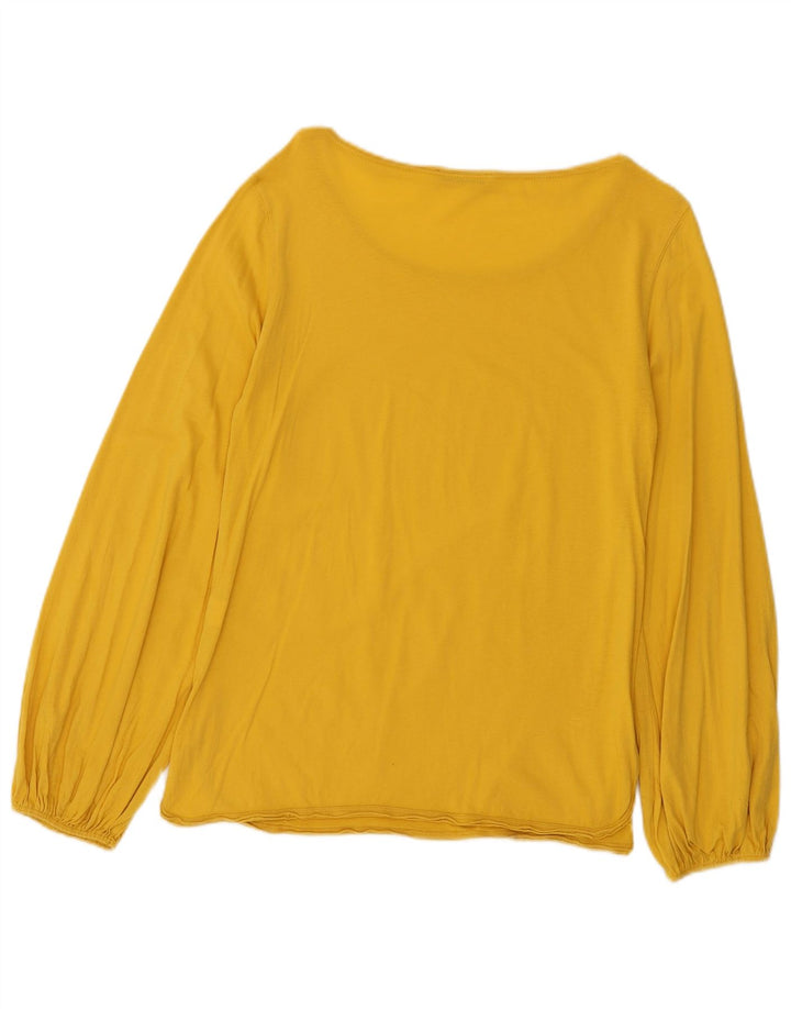 Zara Womens Top Long Sleeve UK 10 Small Yellow Cotton