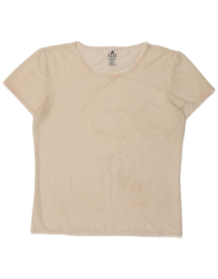 ADIDAS Womens T-Shirt Top UK 18 XL Off White Polyester