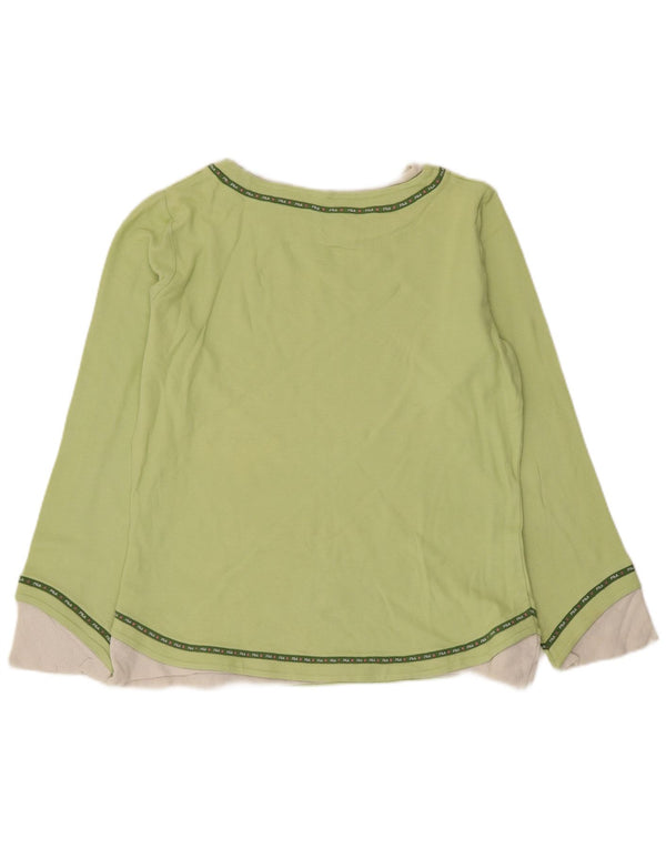 Fila Damen Top Langarm UK 18 XL Grün Colourblock Baumwolle