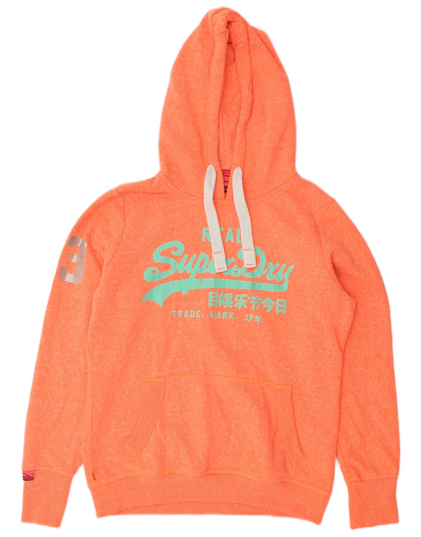 Superdry Graphic Hoodie-Pullover für Damen, UK 16, Größe L, orange geflecktes Polyester