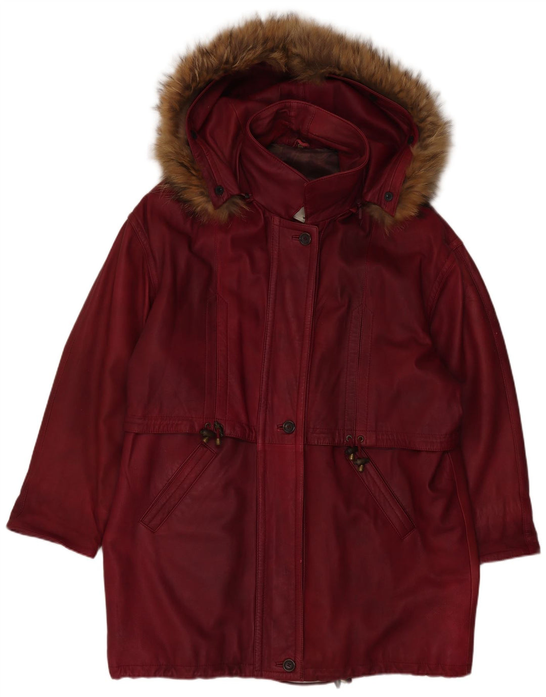 Vintage Womens Oversized Hooded Parka Jacket EU 48 2XL Maroon