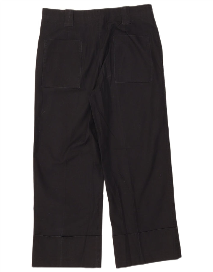 Zara Womens Cropped Trousers Medium W28 L24 Black Cotton