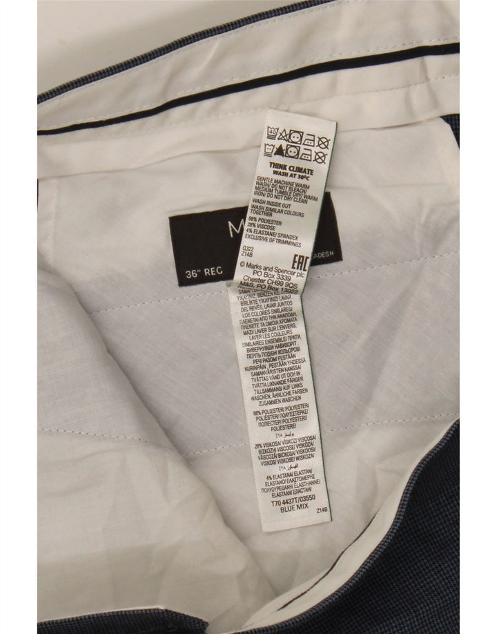 Marks & Spencer Herre Regular Fit Suit Bukser W36 L31 Blue Houndstooth