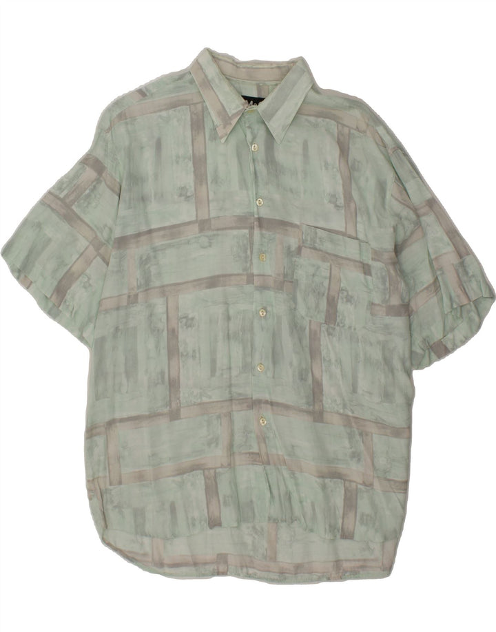 VINTAGE Mens Short Sleeve Shirt XL Green Check Viscose Vintage Vintage and Second-Hand Vintage from Messina Hembry 