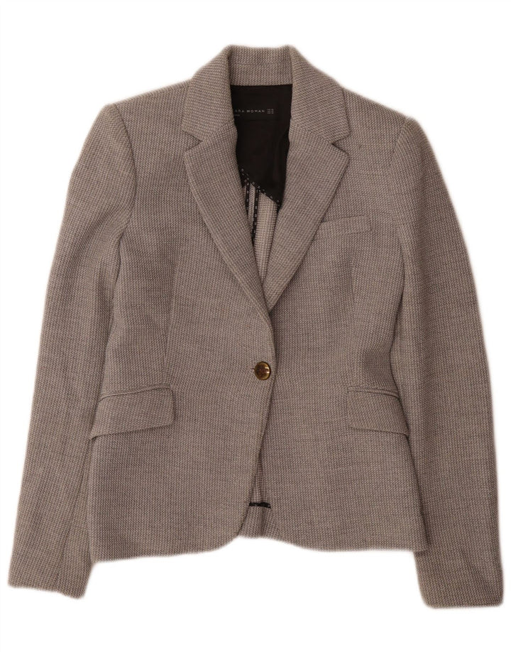 Zara Chaqueta tipo blazer con 1 botón para mujer UK 6 XS Poliéster gris